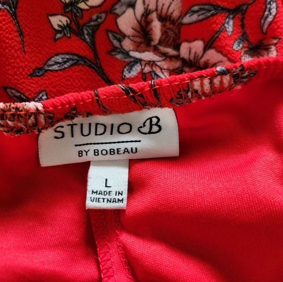 Studio B by Bobeau Boho Red FloralMaxi Dress  Size L - Picture 7 of 8